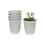 T4U 9CM プラスチックミ二植木鉢 ラウンド 多肉植物 サボテン鉢 フラワーポット プランター容器 マーブルホワイト 5個入り