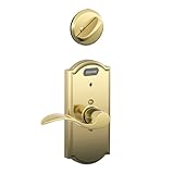 Schlage fe59 ACC 605 CAM RH組み込みのアラーム、キャメロットコレクションアクセント内部レバードアロック右利きドアwithデッドボルト、明るい真鍮