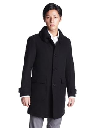 Rib Collar Coat 11-19-0687-369: Black