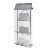 VECELO 吊り下げ収納 クローゼット収納 3段 折りたたみ式 バッグハンガー カバン収納 省スペース 幅15×奥行39×高90cm クロ