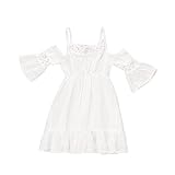 Cutelove 子供ドレス　ワンピース　キャミワンピース　女の子　夏　素敵　プリンセス　コットン　透かし彫り　ホワイト　無地　可愛い