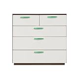 Alpha Takaba Co.,Ltd. カラフルチェストシリーズ リリーブラウン 100cm幅4段 取っ手グリーン