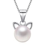 女性 真珠 パール ネックレス 人気 淡水 パール かわいい 猫 ネックレス レディース ペンダント シルバー925 金属アレルギー対応 ア