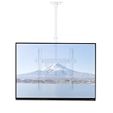 JXMTSPW テレビ天吊り金具 モニター 吊り下げ 42-75インチ対応 天井と壁両方対応可能 耐荷重50kg 液晶テレビ 壁掛け 金具 可能 高さ･下向き角度調節 360°回転 tv吊り下げ金具 TV Ceiling Mount 会議室/スーパー/地下鉄/スーパー/飲食店などに適合 白