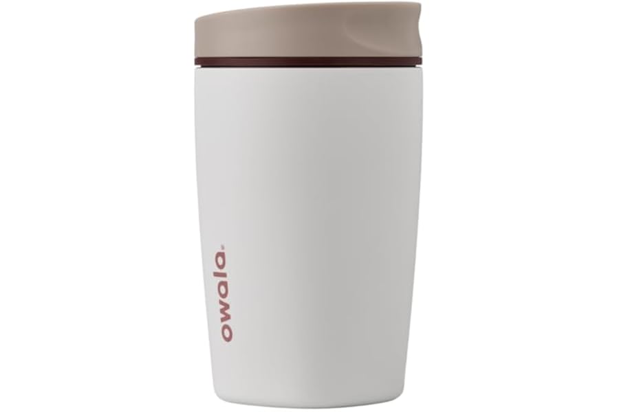 Owala SmoothSip Slider Insulated Stainless Steel Coffee Tumbler - 355ml (12oz), Vanilla Bean | Reusable Iced Coffee Cup and H