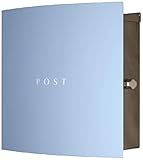 ポスト 郵便受け 壁掛け 壁付け ステンレス ボン ステンレス スカイブルー 壁付け モダン /鍵付き/右開き