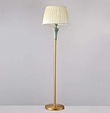 LED銅フロアランプヨーロッパスタイルの布ランプシェードセラミックス立って光、リビングルームベッドルームStudyroomフロアUplighterを読む