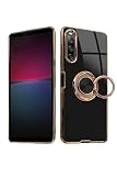 シズカウィル Xperia 10 iv docomo SO-52C au SOG07 softbank A202SO UQmobile スマホケース スマホリング グリッティア リング付きケース 1個入り ブライトブラック