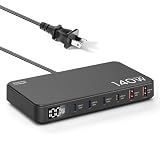 140W USB充電器 Type-c 6ポート 急速充電器【単ポート100W USB-C*3＋20W USB-C*1+USB-A*2、PPS&PD3.0&QC4+対応】PSE認証 PC同時充電 ノートPC充電器 コンセント スマホ充電器MacBook/iPhone/Galaxy/Android/スマートフォン タブレットなど機器対応(ブラック)