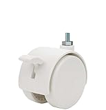 Twin Wheel Caster Solutions TWHN-50N-M10-WH-B 2 Diameter Nylon Wheel Hooded Brake Caster 6 mm x 12 m