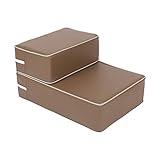 RAKU ドッグステップ 犬ステップ 2段 3色 洗える 老犬介護 ケガ防止 滑り止め付き 犬階段 スロープペット 犬踏み台 小型犬(ブラウン)