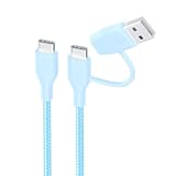 Acbands USB Type C 2 in 1 ケーブル 1.2m 60W PD対応 高耐久編組ケーブル USB-A+C&USB-C たいぷし 急速 ケーブル【 MacBook/ipad pro/Galaxy/iphone 15 スマホ タブレット 等対応 】ブルー