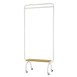 ハンガーラック　BOUTIQUE 棚付き (W90cm, ホワイト キャスター付)