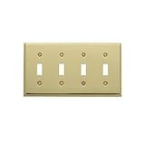 Baldwin 4772.030.CD Classic Square Beveled Edge Quad Toggle Switch Plate, Polished Brass - Lacquered