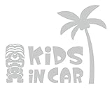 Sticker Shop Haru KIDS ＩＮ CAR ステッカー ティキ像とヤシの木 20cm シルバー