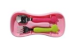 [Petinube] (プチヌーベ) あんぜんシリコンフォーク＆スプーンセット(ステップ１)+ケース付き (Petinube Silicone Baby Spoon & Fork Level 1) (