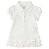 ラルフローレン 半袖 パフスリーブ ワンピース&ブルマ Ruffled polo dress & bloomer ベビー 襟付き ポニー 女の子 （サイズ:18m、カラー：Antique cream）