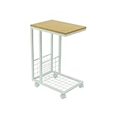 川口工器 収納棚 付き サイド テーブル ワゴン (ホワイト) 18642