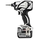 日立工機 14.4V コードレスインパクトドライバー 充電式 ホワイト 3.0Ahリチウムイオン電池、急速充電器、予備電池、ケース付 WH14DBAL2(2LSCK)(S)