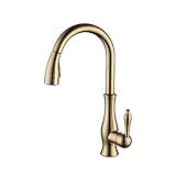 KES真鍮Singelレバーハイアークプルダウンキッチン蛇口with Retractable Pull Out杖、Swivel注ぎ口、l6915-p