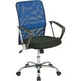 デスクチェア(椅子)/メッシュバックチェアー ガス圧昇降機能/肘掛け/キャスター付き ブルー（青）【代引不可】