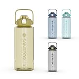 SANTECO 水筒 2000ML ボトル 2リットル BPAフリー ストロー付き 直飲 超軽量 携帯便利 おしゃれ 洗いやすい キャリーハンドル付き おしゃれ スポーツ ERIE プラカップシリーズ