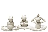 Urban Trends Collection 41501-AST 4 Piece Distressed Gloss White Ceramic Meditating Frog Figurine As