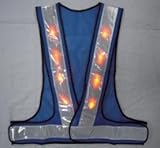 赤色LEDベスト　V60型（テープ幅60㎜）　５着セット　ブルーメッシュ/白銀色テープ LED-LBW