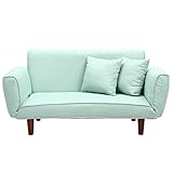 UNE BONNE(ウネボネ) ソファ ソファベッド ソファー 背もたれ肘掛け可動 ソファーベッド クッション2個付き 2人掛け リクライニングソファ ファブリックグリーン