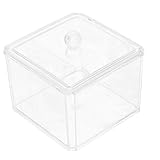 uxcell アクリル コットン パッド 蕾 綿 容器箱 ストレージケース 蓋付き 9.5 x 9.5 x 9cm