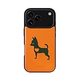 COGURE 互換 iPhone 17 Pro ケース 本革 犬 COT 犬柄B オレンジ