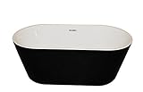 Dualita 64.75 in。One Pieceアクリル自立Bathtub光沢ブラックとホワイトで