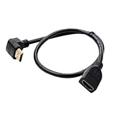 HDMI 延長コード、0.15m、0.5mコード、4k / 1080P 延長コード、1.4オス-メス90度上下L型、高速変換4K 60Hz (0.15m 向下)