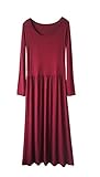 【Smile LaLa】 レディース フェミニン 楽ちん ゆったり マキシ ロング マタニティ シンプル 無地 体系 カバー スリム ワンピース (レッド)