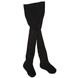 Baby Girls Plain Cotton Rich Lycra Tights (0-6 Months) (Black) by Universal Textiles