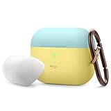 elago Duo Hang AirPods Pro ケースカバー Apple Airpods Proケース対応 キーチェーン付き 保護シリコンカバー 本体1個+キャップ2個付き EAPPDH-CYE-CBLLU