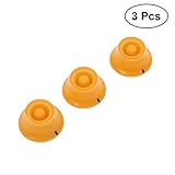 Healifty ギター ノブ コントロール ノブ ポテンショロータリー 回転ノブ　回転つまみ　ノブキャップ　黒いマーク付き 3個入り（黄））