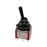 YJB PARTS バットレバー2回路2接点ミニスイッチ DPDT-6P (ON-ON-ON, ブラック)