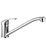 Tianyan キッチン用 用水栓 キッチン蛇口 台付 冷温切換 シングルレバー式混合栓 1穴 60cm ホース 付き