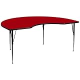 Flash Furniture XU-A4896-KIDNY-RED-T-A-GG Kidney Shaped Activity Table with Red Thermal Fused Lamina