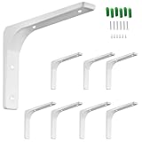 堅塁金物 棚受け金具 棚受けブラケットL字金具 直角一体成形 白 8個入 400mm*300mm*37mm 耐荷重70kg 壁掛け吊り棚 金具棚うけ ネジ付