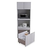 食器棚 キッチンボード 木目調 扉収納 オープン収納 可動棚 コンセント 2口 スライド棚 ワゴン 収納 キャスター付 通気孔 上段A＋下段Aタイプ ホワイト 新生活