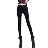 TeddyShop スキニーデニム レディース スキニーパンツ デニムパンツ ジーンズ ストレッチ ロング丈 ハイウエスト ウォッシュ加工 p115 黒 (ブラック, M(27サイズ))