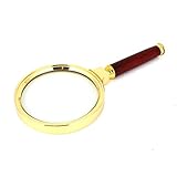 uxcell 着脱可能なハンドル　90 mm径　ゴールドトーン　金属　ガラス拡大鏡　拡大鏡10X