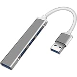 USB 3.0 ハブ 4-in-1 超薄型 ポータブル USB3.0 高速データ転送 グレー 互換MacBook Chromebook キーボード マウスなどのUSBデバイス