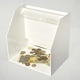 スライド募金箱Lタイプ/前面クリア　他白(不透明)/鍵付　幅25cm