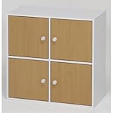 北欧風カラーボックス/収納棚 【扉4枚付き/2段 4マス ナチュラル】 正方形 幅60cm 『ユニットKDボックス ワイアード』【代引不可】 生活用品 インテリア 雑貨 インテリア 家具 収納家具 その他の収納家具 top1-ds-1950