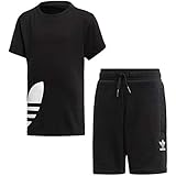 adidas アディダスオリジナルス ビッグトレフォイル Tシャツ＆ショーツ セットアップ FM5617 上下セット ギフト プレゼント (キッズ)【110cm-Black(FM5617)】