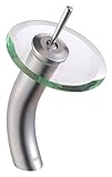 Kraus KGW-1700CH-CL Single Lever Vessel Glass Waterfall Bathroom Faucet Chrome with Clear Glass Disk