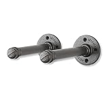 Rustic State ビンテージデザイン工業スタイル強度パイプ カスタマイズ可能な吊り壁金具 ディスプレイレッジ さびが付かず油不要 ブラケット2個セット 8インチ グレー